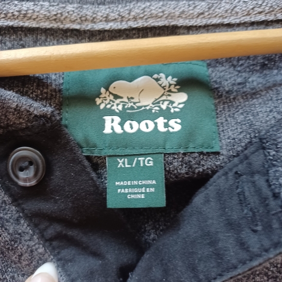 Roots Men's XL Killarney Henley Pepper Gray Black Shirt Cotton Sweater - Picture 4 of 11